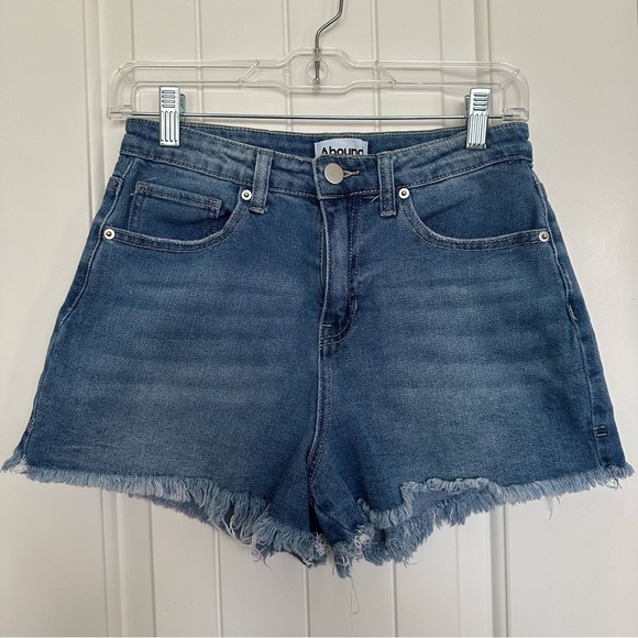 Abound Blue Jean Shorts Distressed Frayed Hem - Picture 1 of 9